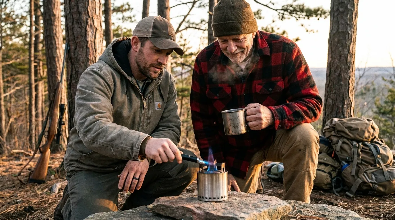 PyroX lighting a camping stove